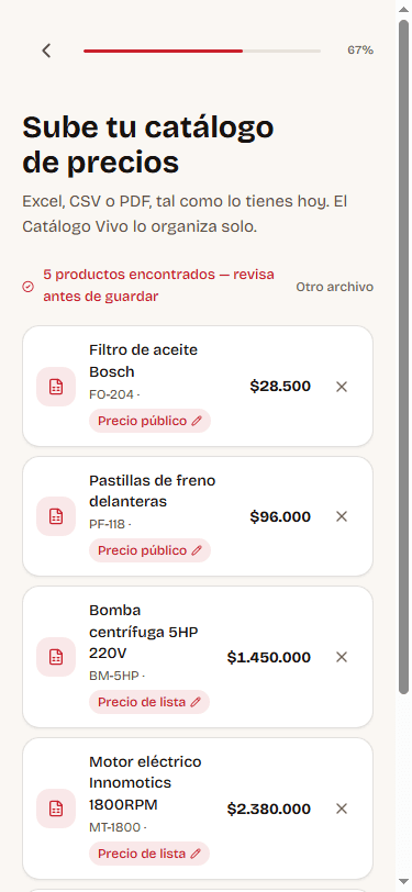Sube tu catálogo en un paso